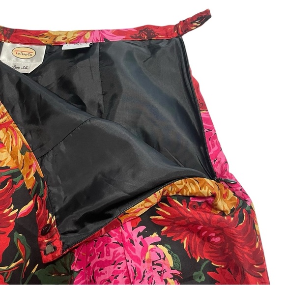 VTG Talbots 100% Silk Floral Pleated Lined Skirt Size 10 - Picture 9 of 12